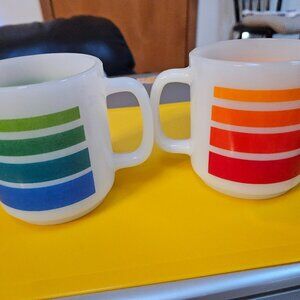 glassbake mugs from 1970s milkglass set of two